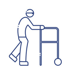 Old Man Using Walker Disabled Line Style Icon