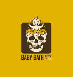 Vintage Art Of A Baby Bath On The Skull Pond