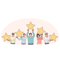 People Holding Stars Giving Client Feedback