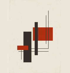 Bauhaus Poster With Red Shapes Abstract Aesthetic