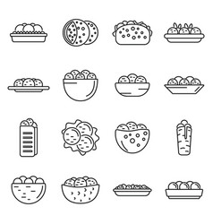 Falafel Icons Set Outline Pita Food