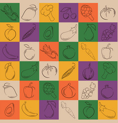 Fruit And Vegetable Geometric Seamless Pattern