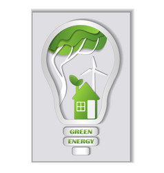 Glass Light Bulb Green City Concept Tree Lake