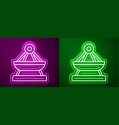 Glowing Neon Line Boat Swing Icon Isolated On