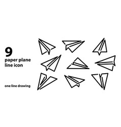 One Line Drawing Of Paper Plane Icon Set