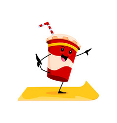 Cartoon Fast Food Soda Cute Character On Yoga