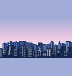 City Silhouette With Many Buildings