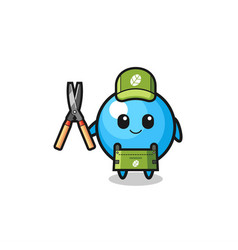 Cute Gum Ball As Gardener Mascot