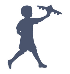 Boy Playing With Plane Silhouette