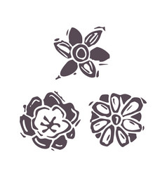 Hand Carved Bold Block Print Flower Icon Clip Art