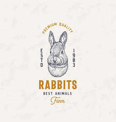 Rabbit Meat Farm Retro Badge Logo Template Hand