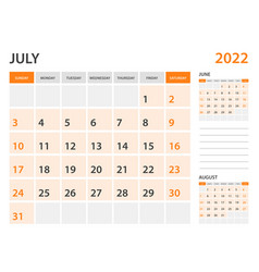 Calendar 2022 Template-july 2022 Year Monthly