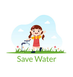 Water Saving Templates Hand Drawn Flat Cartoon