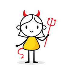 Woman In A Devil Costume Cartoon Halloween