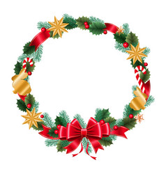 Christmas Wreath Of Bow Rabbits Ribbons Spruce