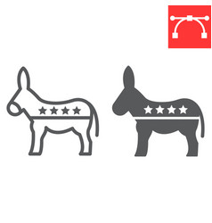 Democratic Donkey Line And Glyph Icon Election