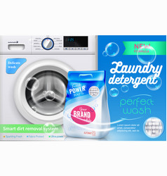 Laundry Detergent Realistic Colored Banner