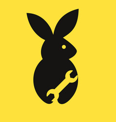 Rabbit Wrench Logo Negative Space Concept