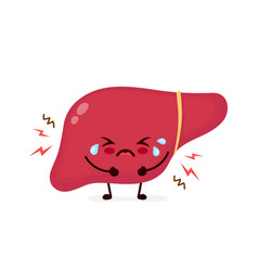 Sad suffering sick cute human liver Royalty Free Vector