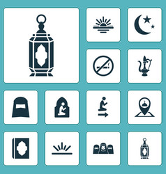 Holiday Icons Set With Place Maghrib Fajr