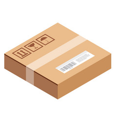 Isometric Cargo Box Icon Closed Sealed Carton