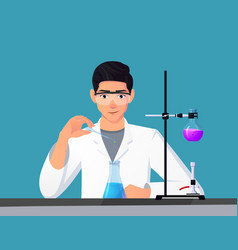 Scientist Chemist Man Mixing Chemicals In A Lab