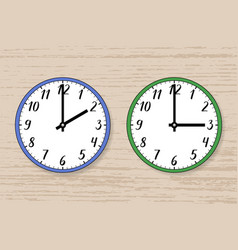 Two Wall Clocks Change To Standard Time In Autumn