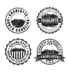 Charlotte North Carolina Stamp Skyline Postmark