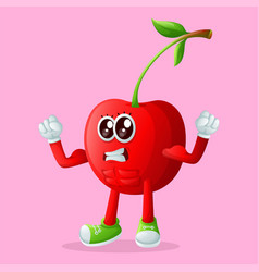 Cute Cherry Character Showing Off His Muscles