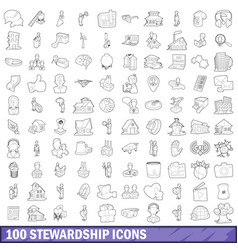 100 Stewardship Icons Set Outline Style