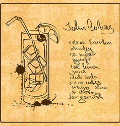 Hand Drawn John Collins Cocktail