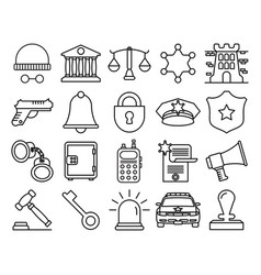 Icons Set Of Law And Police