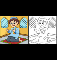 Ramadan Muslim Boy Praying Coloring