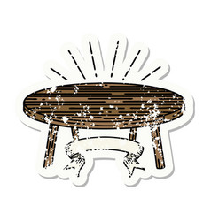 Grunge Sticker Tattoo Style Wood Table