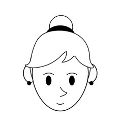 Happy Woman With Hair In High Bun Icon Image