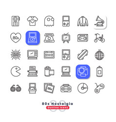 80s Nostalgia Outline Icons