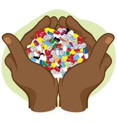 Hand Holding Many Medicines Afro