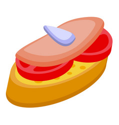 Pate Sandwich Icon Isometric Foie Plate