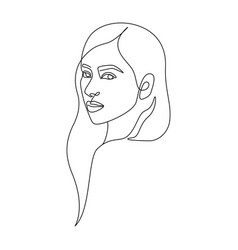 Woman Face In One Continuous Line Drawing