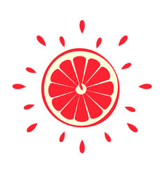 Abstract Juicy Grapefruit Icon With Splash