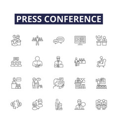 Press Conference Line Icons And Signs