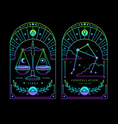 Fluorescent Cards With Astrology Libra Zodiac Sign