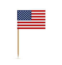 Miniature Rectangle Paper American Flag On Wooden