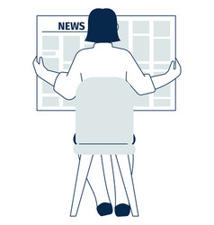 Woman Reading Newspaper Back View News Concept