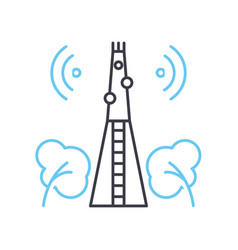 Cellular Radio Tower Line Icon Outline Symbol