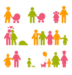 Colored Family Icons Social Life Signs