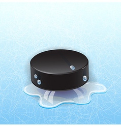 Hockey Puck On Ice With Drops