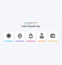 Indian Republic Day Line 5 Icon Pack Including