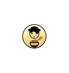 Japanese Food Logo Child Line Design