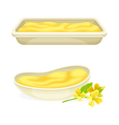 Mustard Yellow Paste Or Sauce In Ceramic Bowl